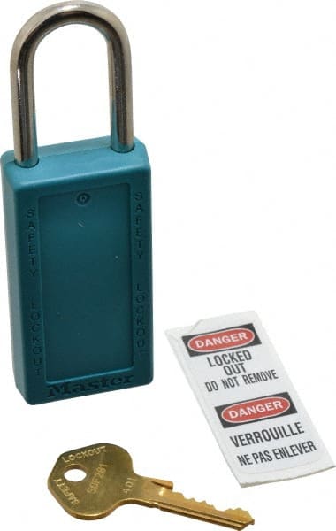 Lockout Padlock: Keyed Different, Key Retaining, Thermoplastic, Steel Shackle, Teal MPN:411TEAL