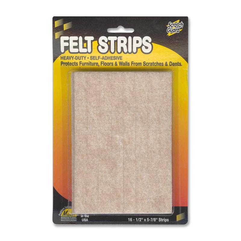 Master Caster Scratch Guard Felt Pads, 1/2in x 5 7/8in, Beige, Pack Of 16 (Min Order Qty 6) MPN:88495