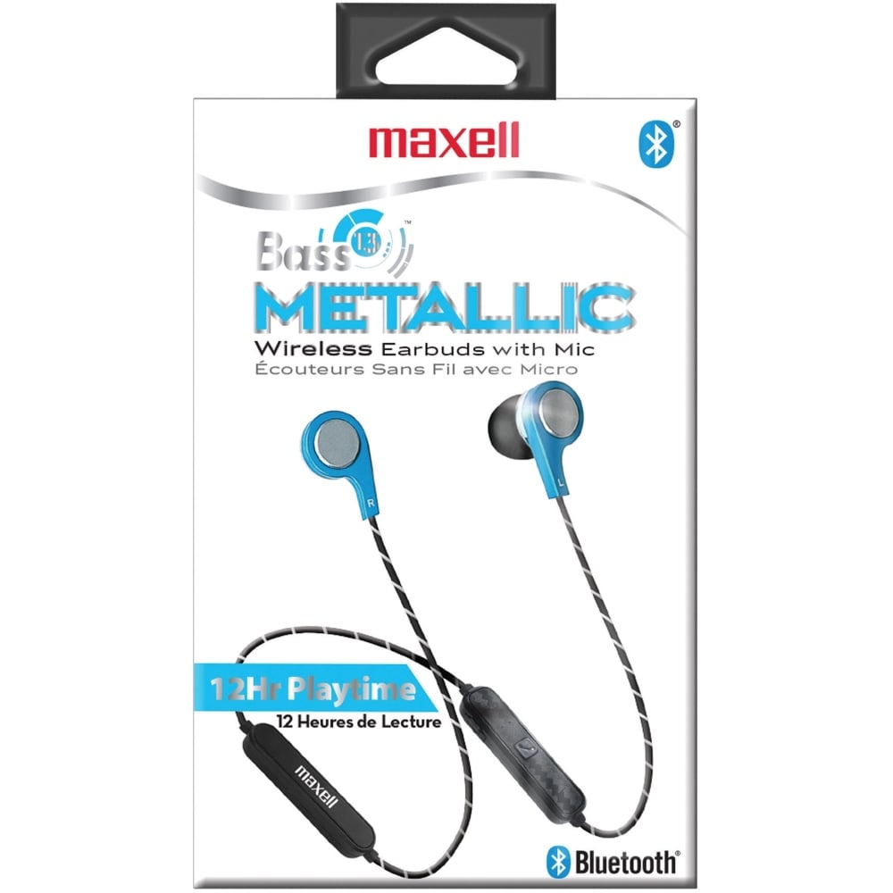 Maxell Bass13 Earset - Stereo - Wireless - Bluetooth - Earbud - Binaural - In-ear - Blue (Min Order Qty 3) MPN:199837