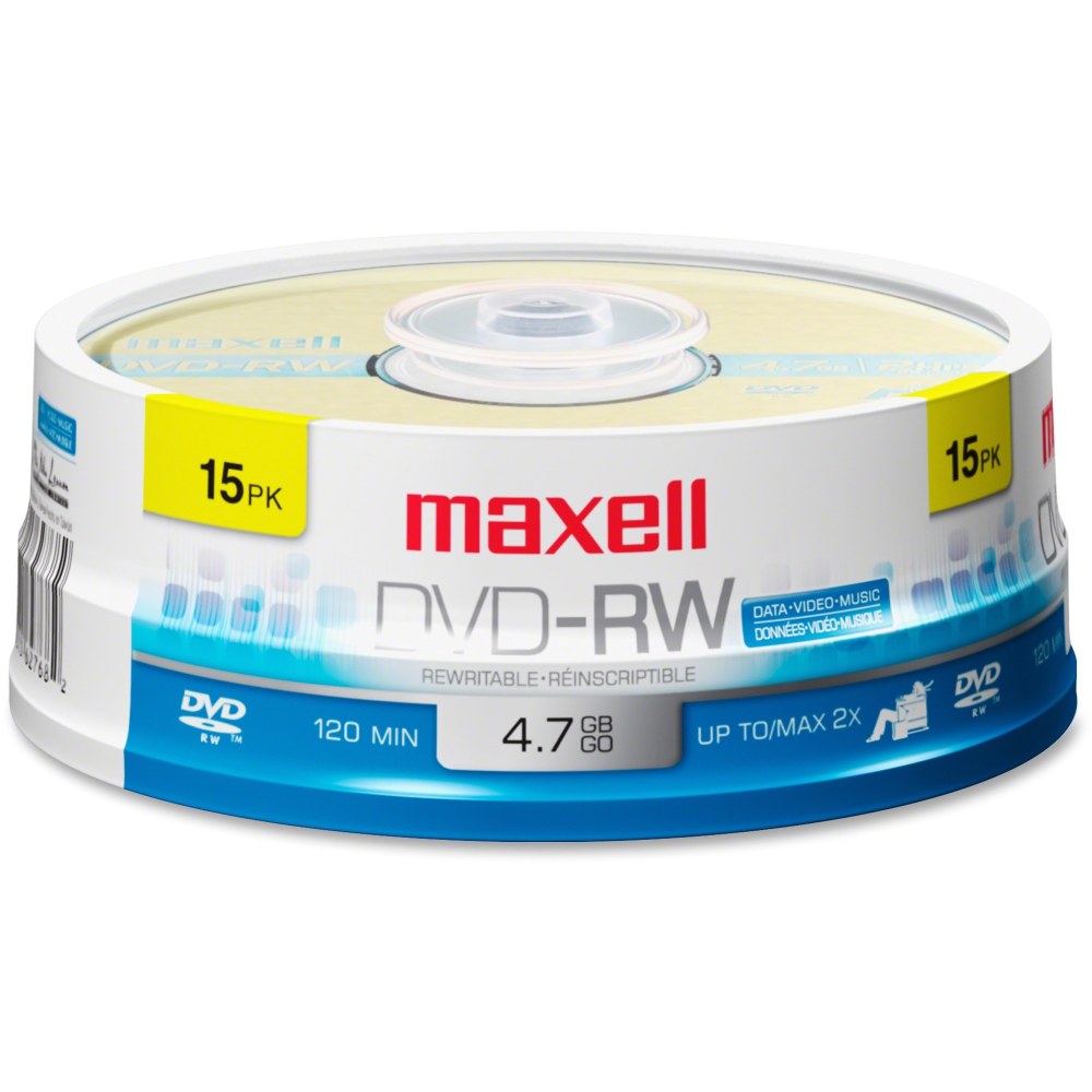 Maxell DVD-RW Rewritable Media Discs, 4.7GB/120-Minute, Pack Of 15 (Min Order Qty 4) MPN:635117