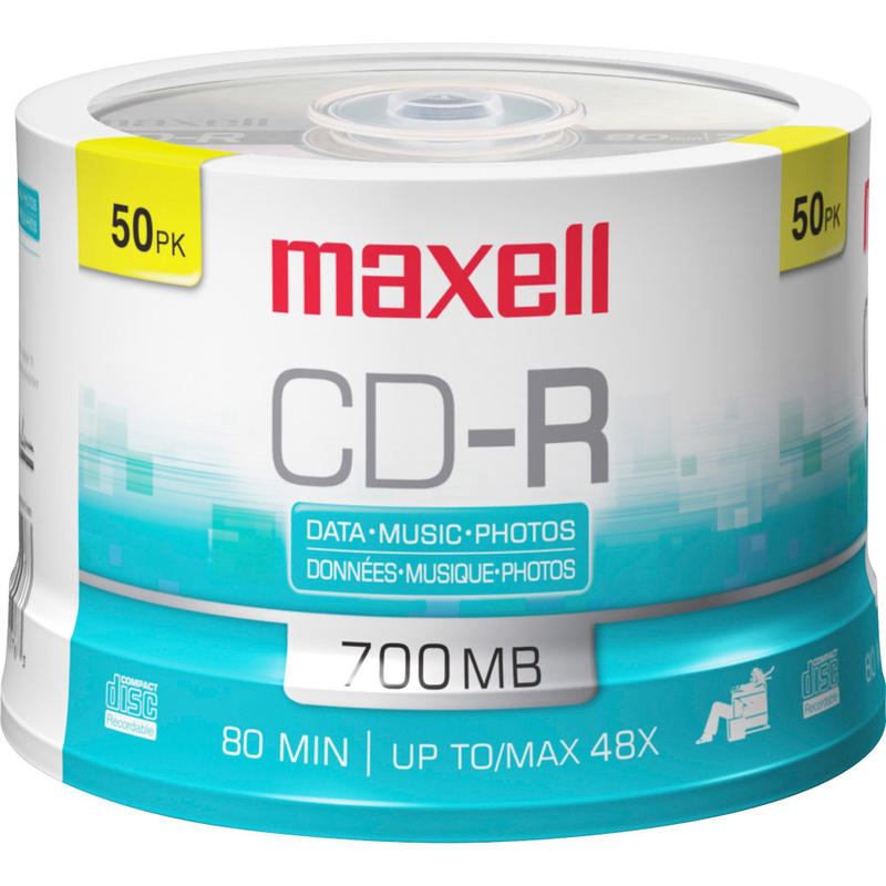 Maxell CD-R Media Spindle, 700MB/80 Minutes, Pack Of 50 (Min Order Qty 3) MPN:648250