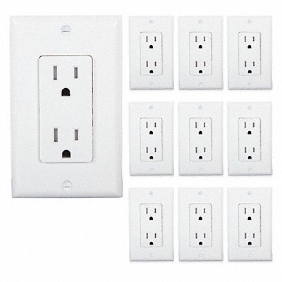 White Wall Outlet 15 Amps PK10 MPN:MEW-R100W-10