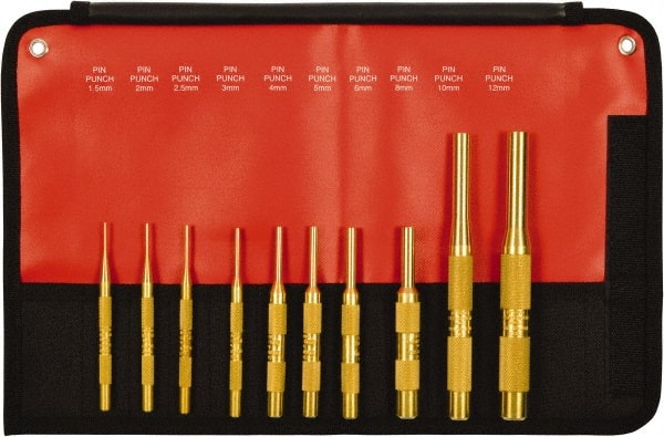 Pin Punch Set: 10 Pc, 1.5 to 12 mm MPN:61387