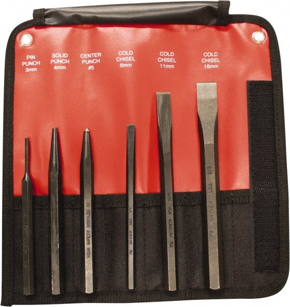 Pilot & Pin Punch Set: 6 Pc, 0.2813 to 0.1563