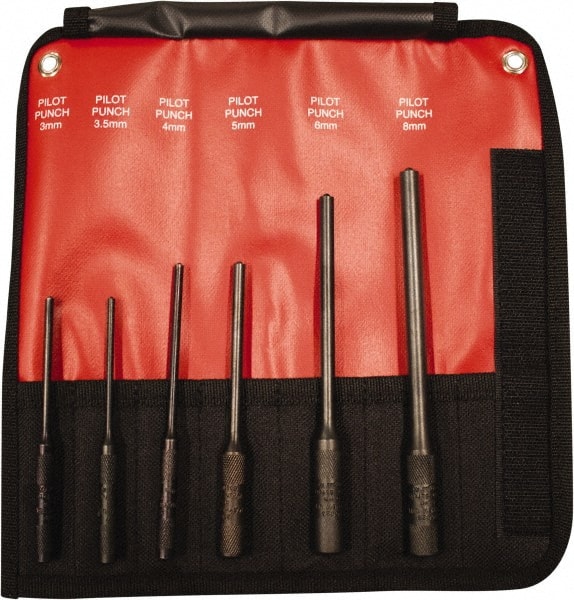 Pilot & Pin Punch Set: 6 Pc, 3 to 8 mm MPN:66261