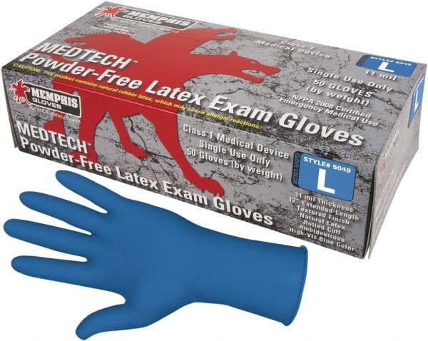 Disposable Gloves: Medium, 11 mil Thick, Latex, Medical Grade MPN:5049M