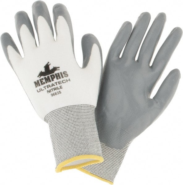 General Purpose Work Gloves: Small, Nitrile Coated, Nylon MPN:9683S