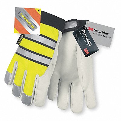 D1707 Leather Gloves XL Hi Vis Yellow PR MPN:968XL