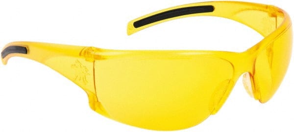 Safety Glass: Scratch-Resistant, Polycarbonate, Amber Lenses, Frameless, UV Protection MPN:HK114