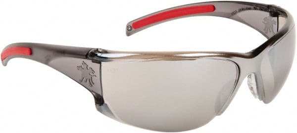 Safety Glass: Scratch-Resistant, Polycarbonate, Silver Mirror Lenses, Frameless, UV Protection MPN:HK117