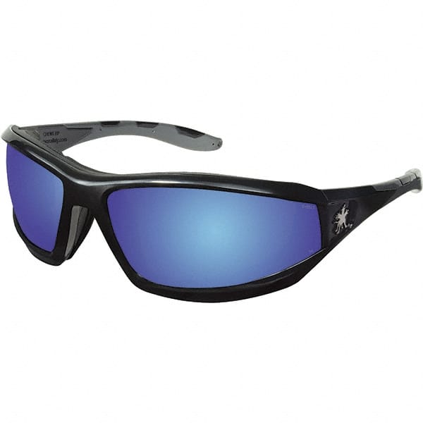 Safety Glass: Anti-Fog & Scratch-Resistant, Polycarbonate, Blue Mirror Lenses, Full-Framed, UV Protection MPN:RP218BDC