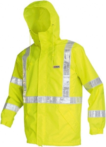 Rain Jacket: Size Large, Lime, Polyester & Polyurethane MPN:598RJHL