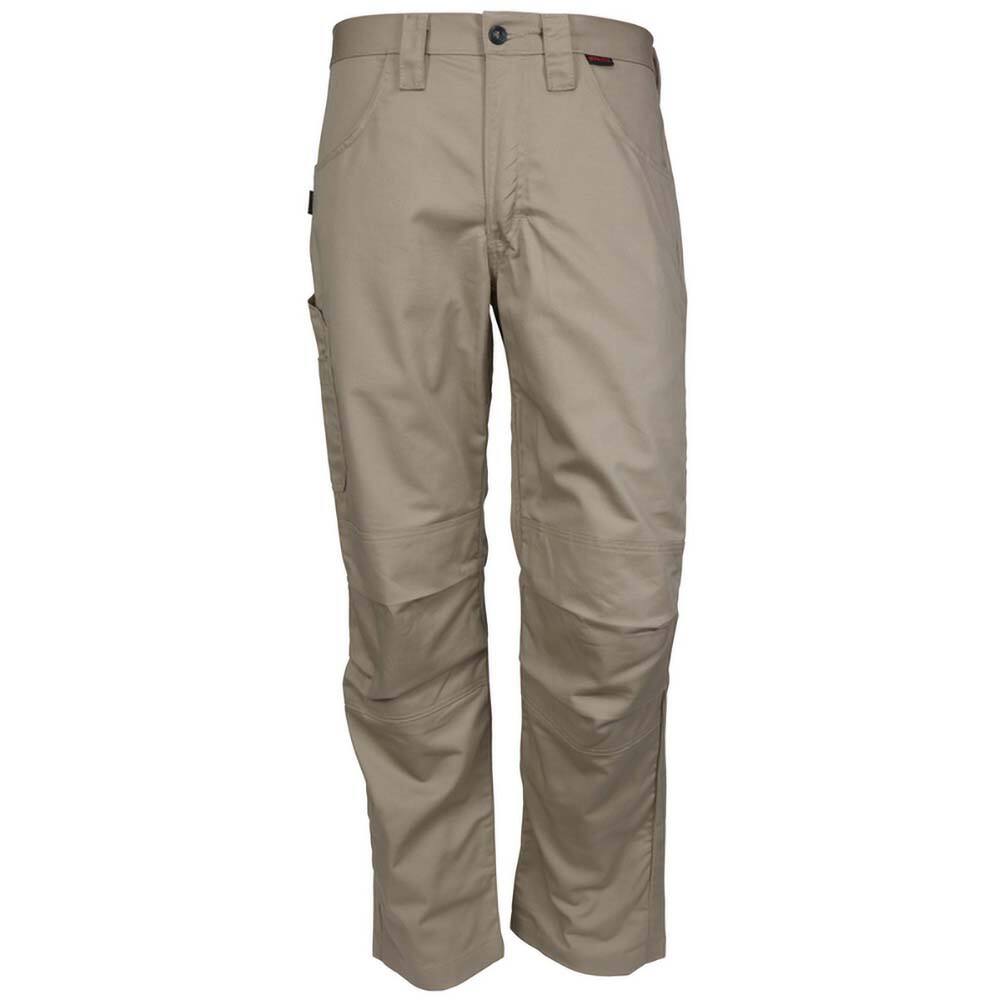 Work Pants: Arc Flash, Flame-Resistant & Flame Retardant, Cotton & Nylon Twill, Tan, 34