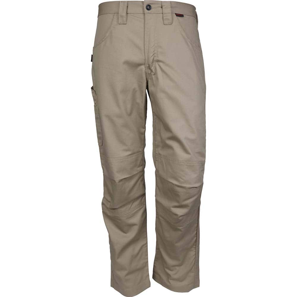 Work Pants: Arc Flash, Flame-Resistant & Flame Retardant, Cotton & Nylon Twill, Tan, 40