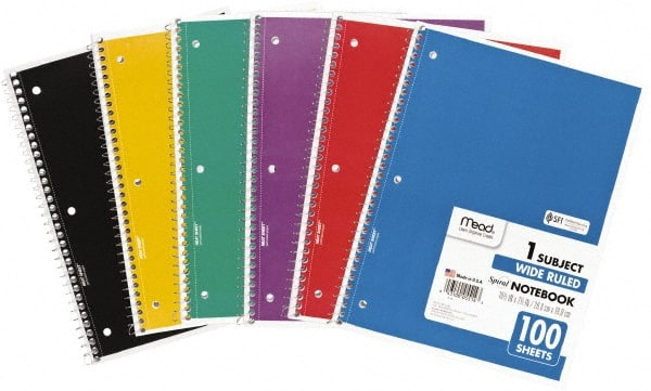 Notebook: 100 Sheets, Wide Ruled, White Paper MPN:MEA05514