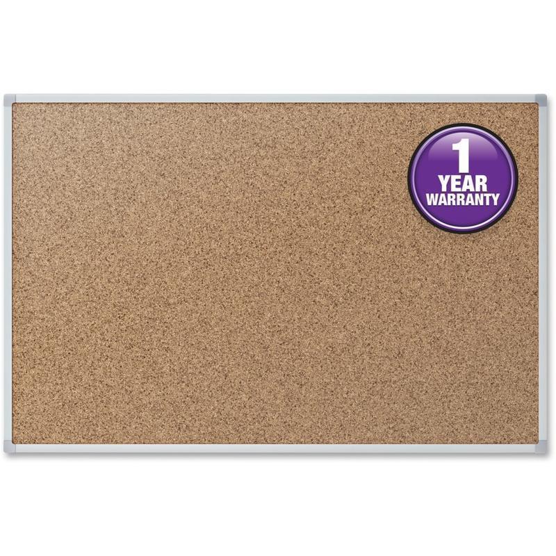 Mead Classic Cork Bulletin Board - 36in Height x 48in Width - Natural Cork Surface - Self-healing - Silver Aluminum Frame - 1 Each MPN:85362