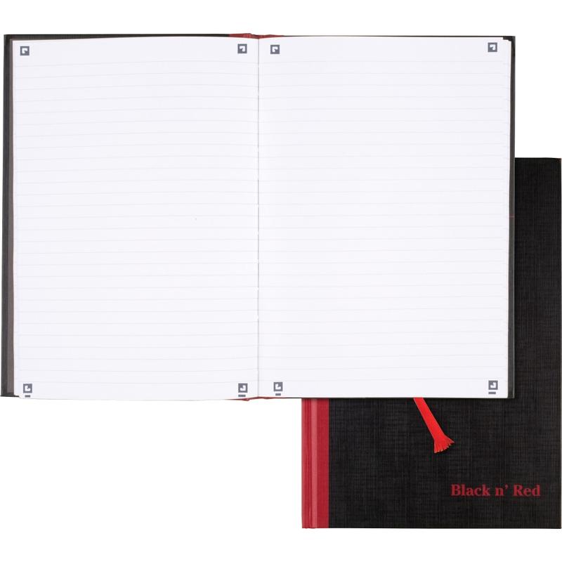 Black n Red Casebound Business Notebook, 9 7/8in x 7in, 96 Sheets, Ruled, Black/Red (Min Order Qty 3) MPN:400110531