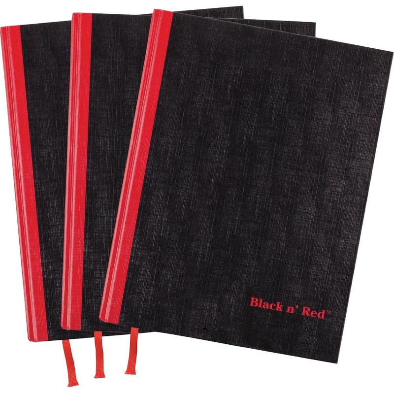 Black n Red Casebound Hardcover Notebooks, 12in x 8 1/2in, Black/Red, Pack Of 3 (Min Order Qty 2) MPN:400123487