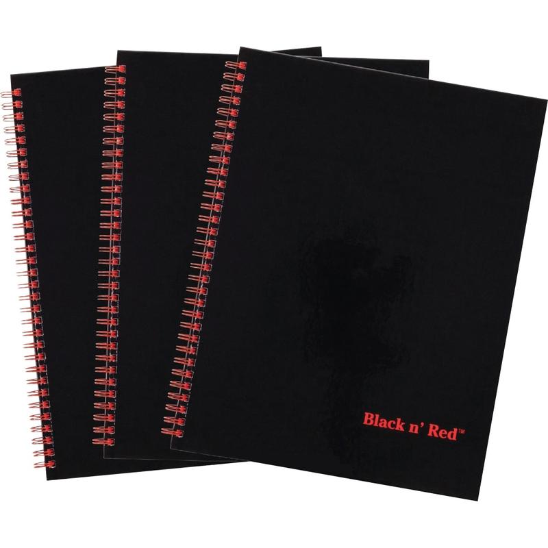 Black n Red Hardcover Twinwire Business Notebooks, 12in x 8 1/2in, Black/Red, Pack Of 3 (Min Order Qty 2) MPN:400123488