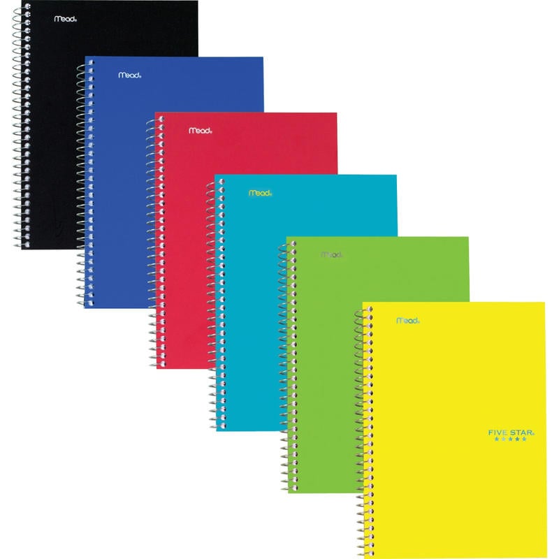 Mead Five Star Wire-Bound Notebooks, 9-1/2in x 6in, 2 Subject, College Ruled, 80 Sheets, Assorted Colors, Pack Of 6 Notebooks (Min Order Qty 3) MPN:73711