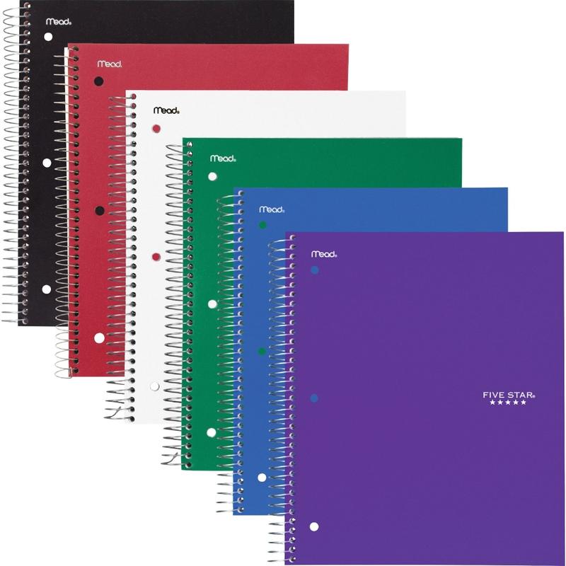 Mead Five Star Spiral Notebooks, 8.5in x 11in, 3 Subject, College Ruled, 150 Sheets, Assorted, Pack Of 6 (Min Order Qty 2) MPN:73930