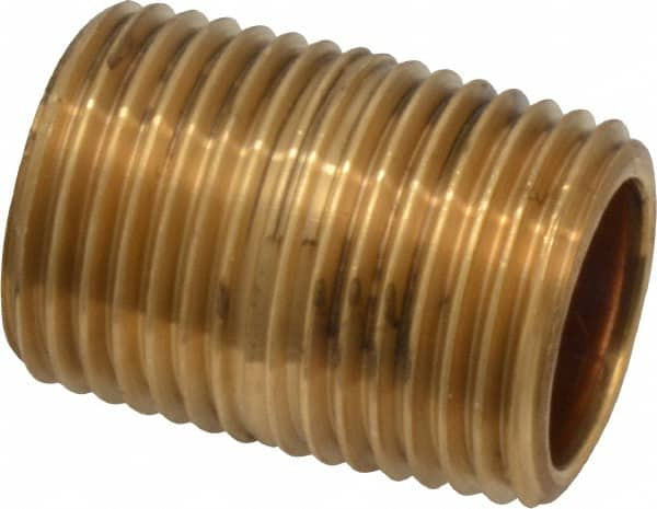 Brass Pipe Nipple: Threaded on Both Ends, 1-1/8