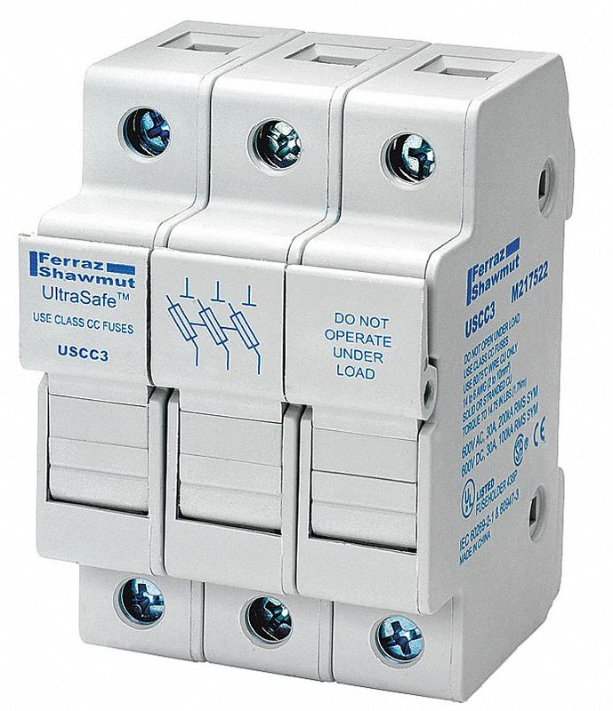 Fuse Block 0 to 30A Class CC 3 Pole MPN:USCC3