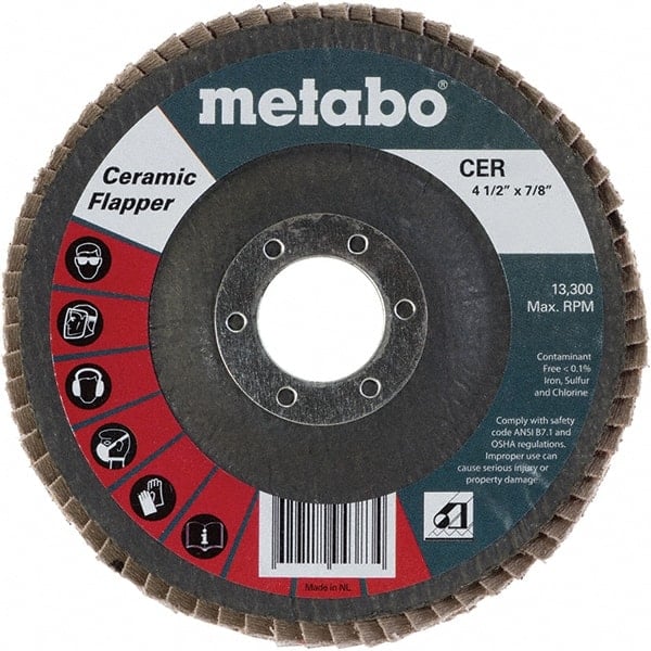 Flap Disc: 5/8-11 Hole, 40 Grit, Ceramic & Zirconia Alumina, Type 29 MPN:629437000