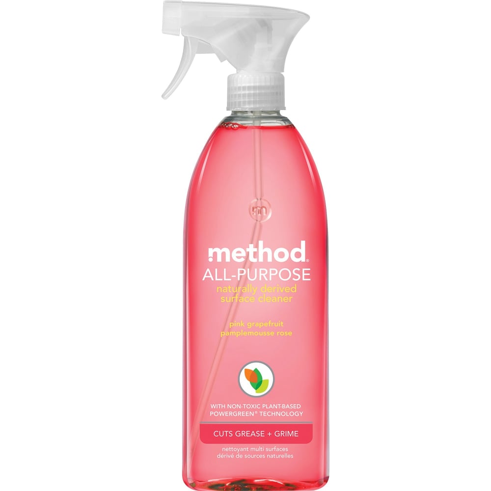 Method All-Purpose Cleaner - 28 fl oz (0.9 quart) - Pink Grapefruit Scent - 8 / Carton - Non-toxic - Light Pink (Min Order Qty 2) MPN:00010CT