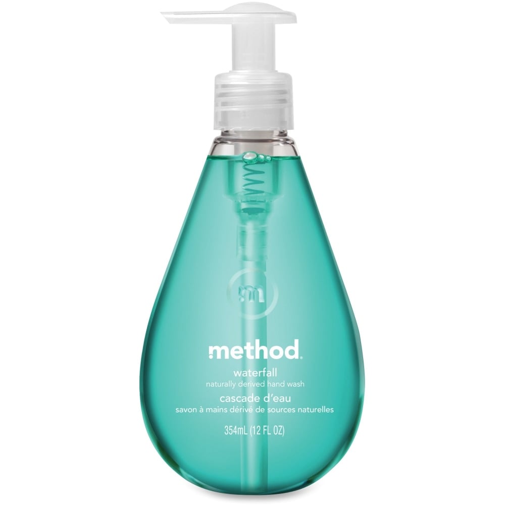 Method Waterfall Natural Gel Hand Wash - Waterfall Scent - 12 fl oz (354.9 mL) - Pump Bottle Dispenser - Hand - Aqua - Paraben-free, Phthalate-free, Triclosan-free, EDTA-free - 6 / Carton (Min Order Qty 3) MPN:00379CT