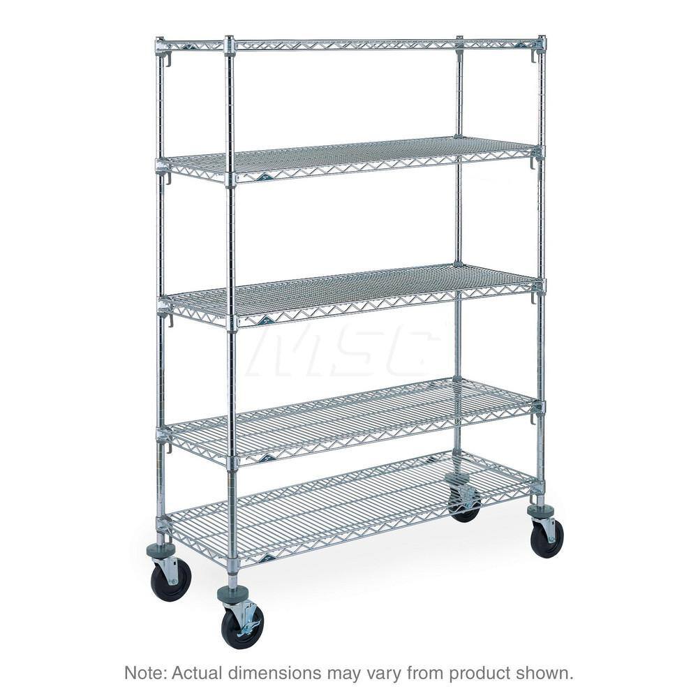 Mobile Unit Wire Shelving: 600 lb Shelf Capacity, 5 Shelves MPN:5A356BC