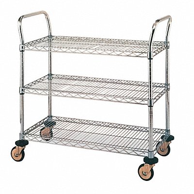 Utility Cart SS 3 Wire Shelves 24Wx36L MPN:MW712