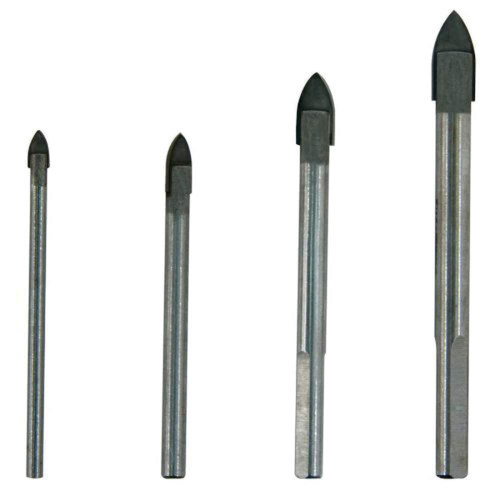 Drill Bit Set: Tile & Glass Drill Bits, 4 Pc, 0.125