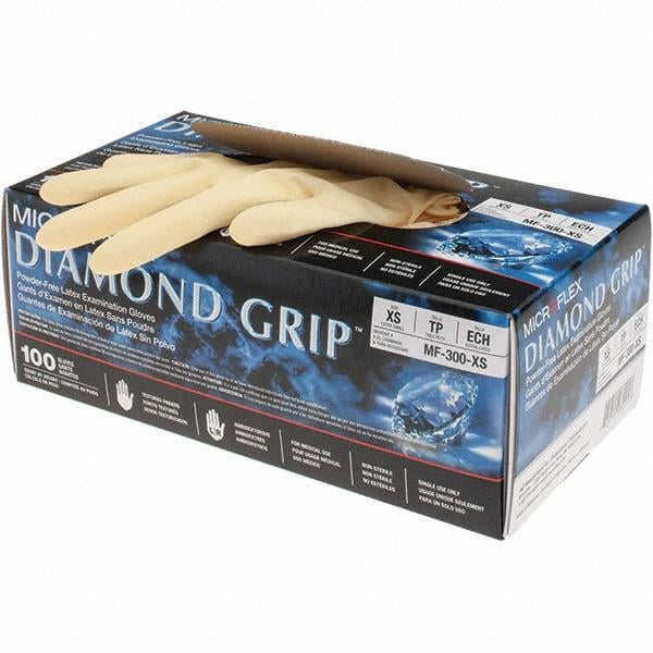 Series Microflex Diamond Grip Disposable Gloves: Size X-Small, 6.3 mil, Uncoated-Coated Latex, Medical Grade, Unpowdered MPN:MF-300-XS