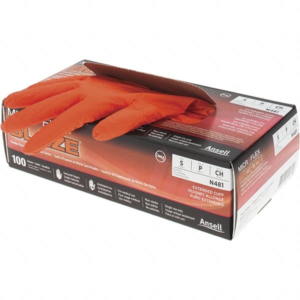 Series Microflex Blaze Disposable Gloves: Size Small, 5.1 mil, Uncoated-Coated Nitrile, Industrial Grade, Unpowdered MPN:N481