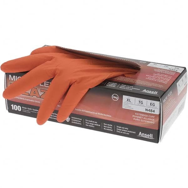 Series Microflex Blaze Disposable Gloves: Size X-Large, 5.1 mil, Uncoated-Coated Nitrile, Industrial Grade, Unpowdered MPN:N484