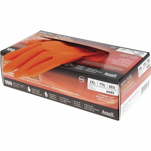 Series Microflex Blaze Disposable Gloves: Size 2X-Large, 5.1 mil, Uncoated-Coated Nitrile, Industrial Grade, Unpowdered MPN:N485