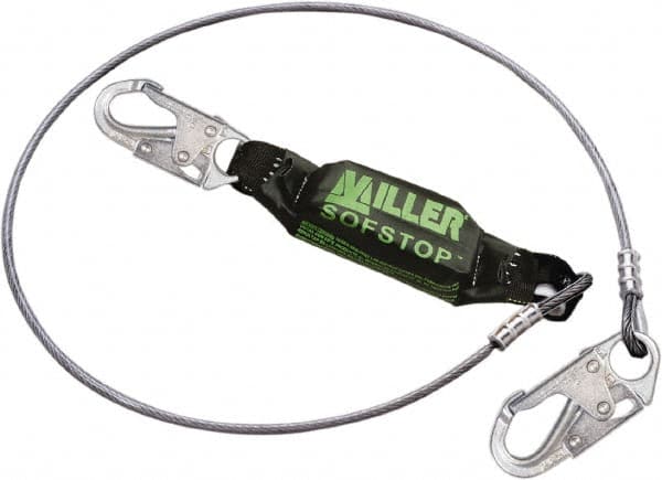 6' Long, 310 Lb Capacity, 1 Leg Locking Snap Hook Harness Shock Absorbing Lanyard MPN:907NLS-Z7/6FTYL