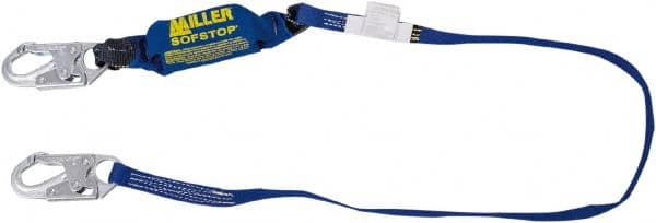 6' Long, 310 Lb Capacity, 1 Leg Locking Snap Hook Harness Shock Absorbing Lanyard MPN:913K-Z7/6FTBL