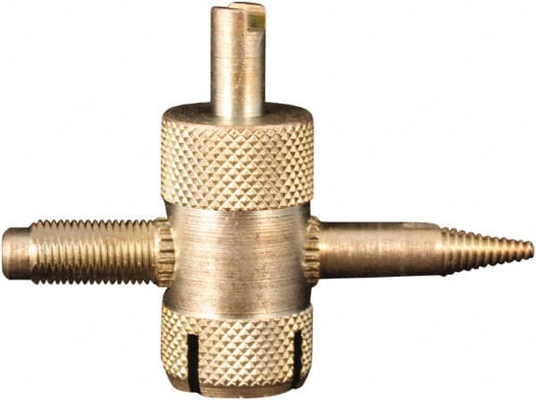 4-Way Valve Tool: Steel, Remove, Install, Deflate & Rethread Valve Core, Use with Large Bore Tire Valves MPN:1477