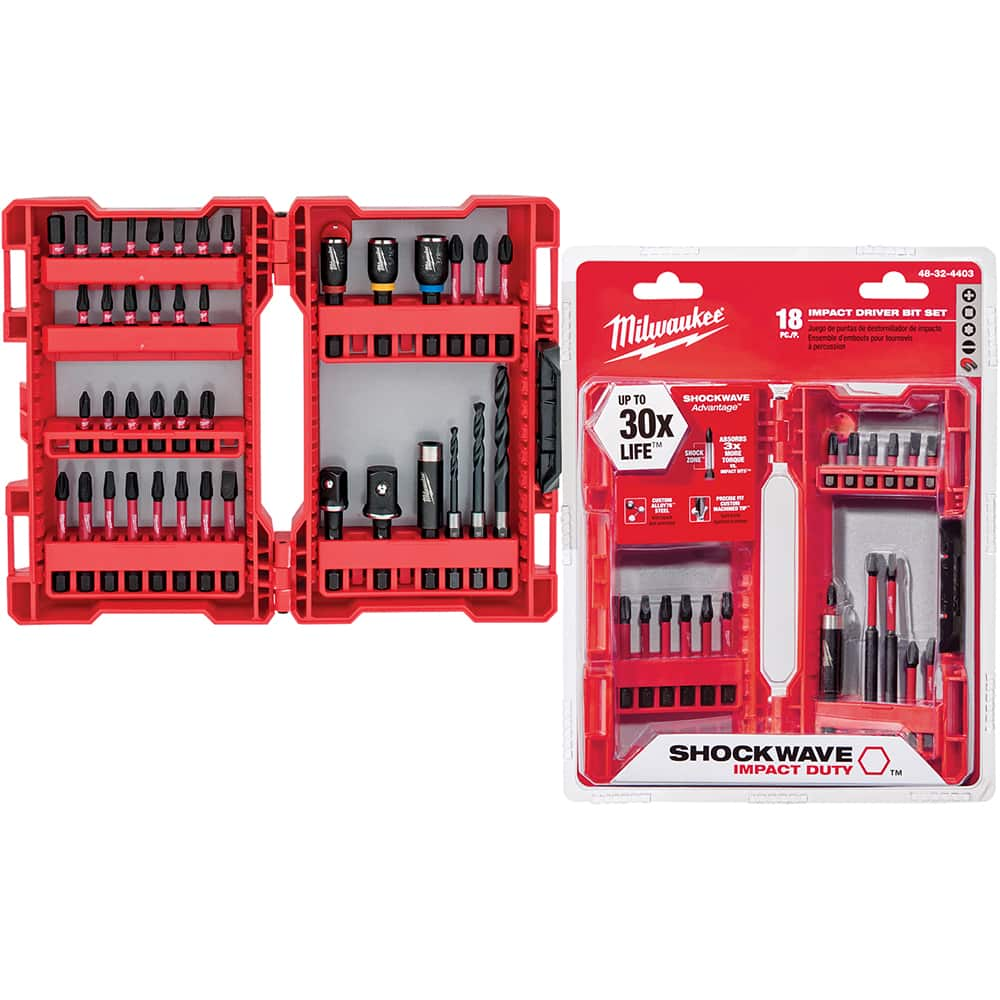 Power & Impact Screwdriver Bit Sets, Bit Type: Drive Set , Point Type: Phillips, Slotted, Torx, Square , Drive Size: 1/4 , Torx Size Range: T15 - T30  MPN:4837902/3094041