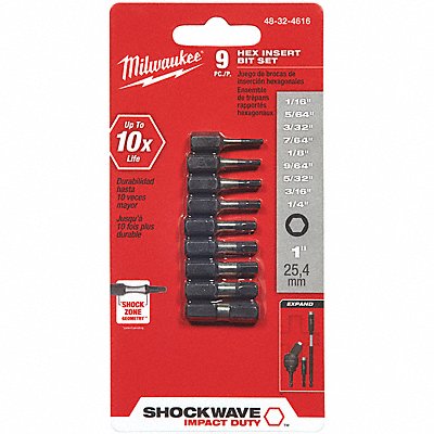 Screwdriver Bit Set 9 Pieces 1/4 Shank MPN:48-32-4616