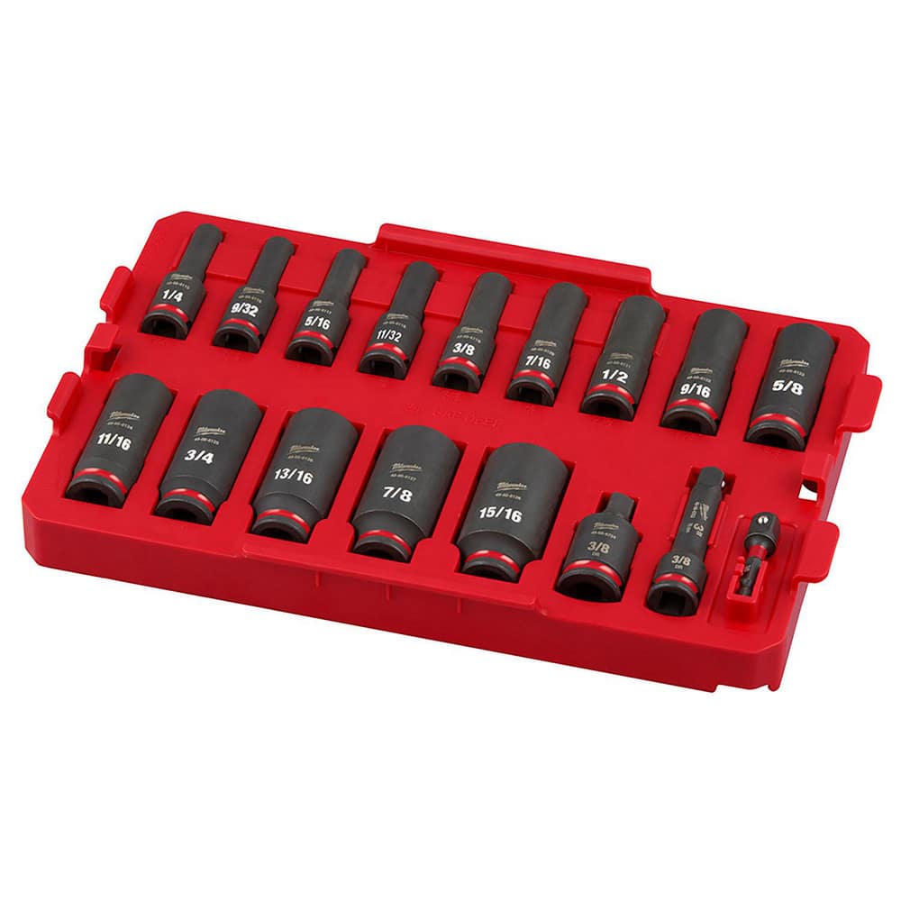 Impact Socket Set: 17 Pc, 3/8