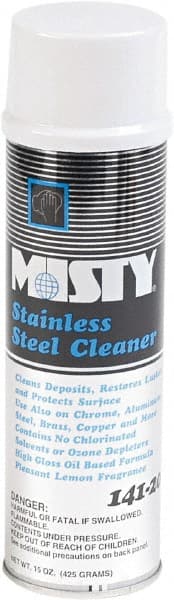 Stainless Steel Cleaner & Polish: Liquid, 15 fl oz Aerosol, Lemon Scent MPN:AMR1001541