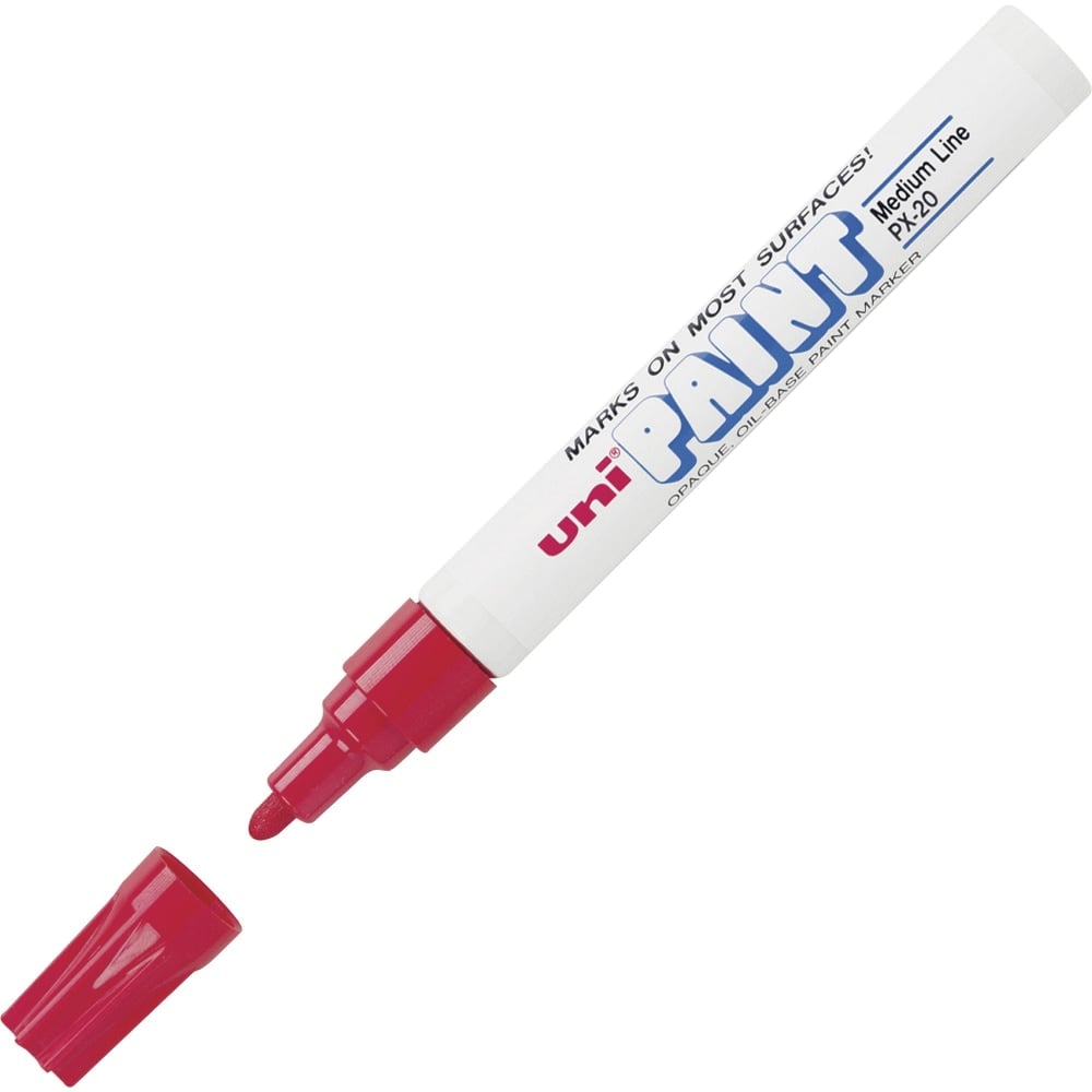 Uni-Ball Uni-Paint Oil-Base Medium Line Markers - Medium Marker Point - Red Oil Based Ink - White Barrel - 1 Each (Min Order Qty 20) MPN:63602