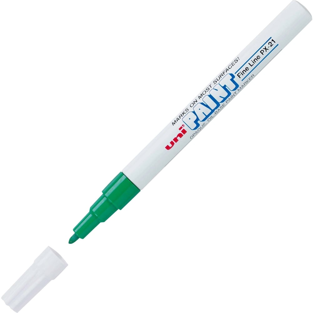 uni-ball uni Paint Oil-Base Marker, Fine, White Barrel, Green Ink (Min Order Qty 21) MPN:63704