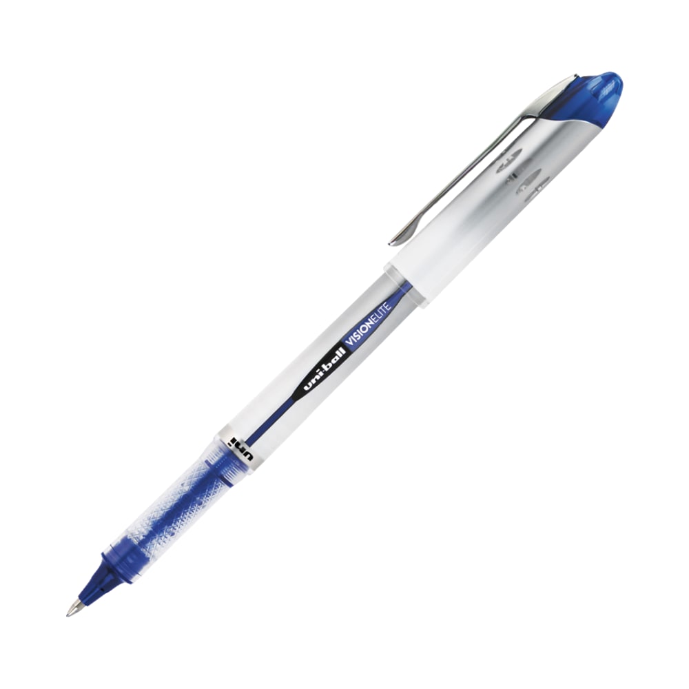 uniball Vision Elite Rollerball Pen, Bold Point, 0.8 mm, Light Gray Barrel, Blue Ink (Min Order Qty 17) MPN:69024