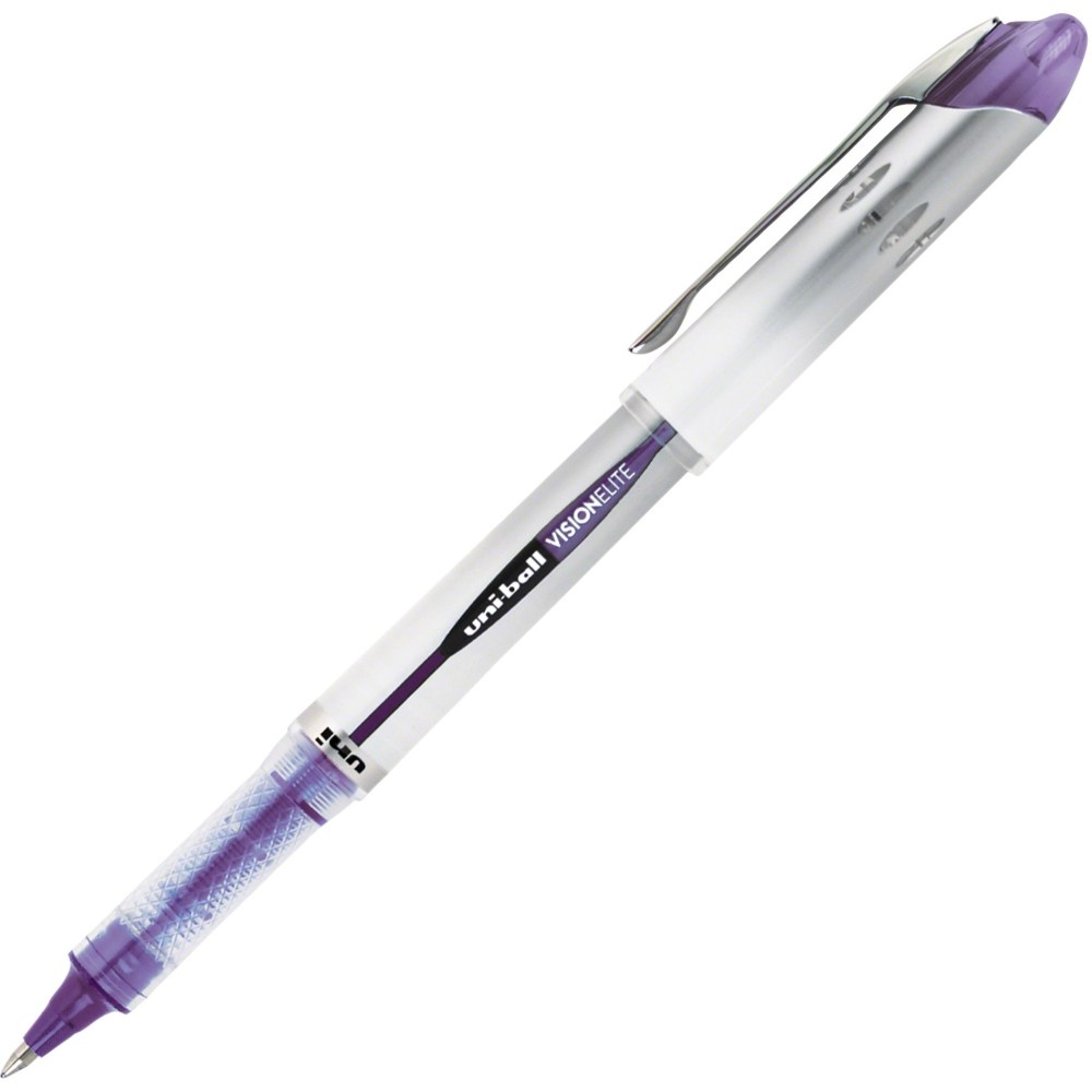 uni-ball Vision Elite Rollerball Pen, 0.8 mm, Light Gray Barrel, Purple Ink (Min Order Qty 11) MPN:69025