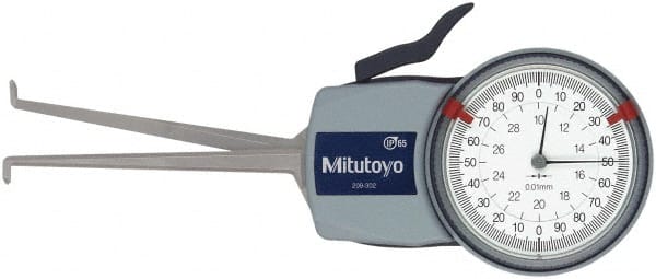 Inside Dial Caliper Gage: 10 to 30 mm, 0.01 mm Graduation, 0.03 mm Accuracy MPN:209-302