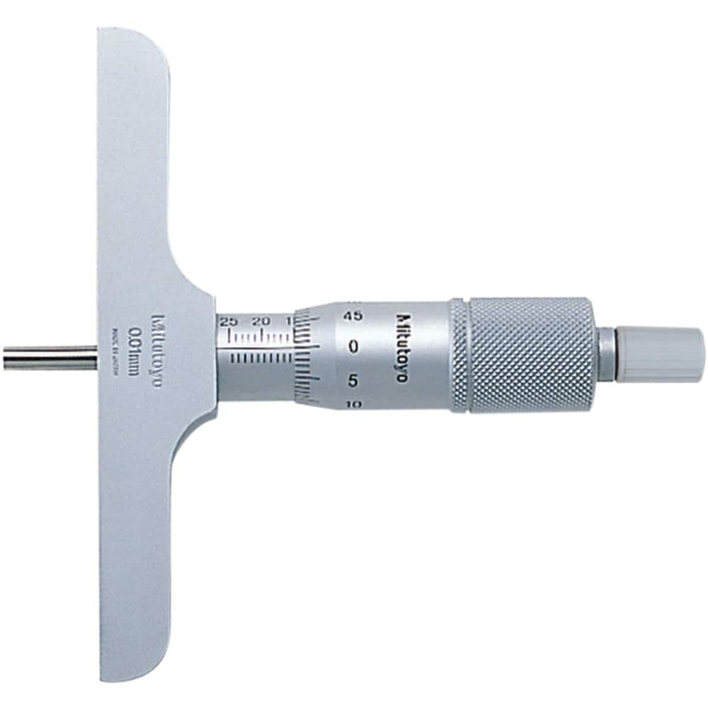 Mechanical Depth Micrometer: 25 mm Range, 1 Rod MPN:128-102